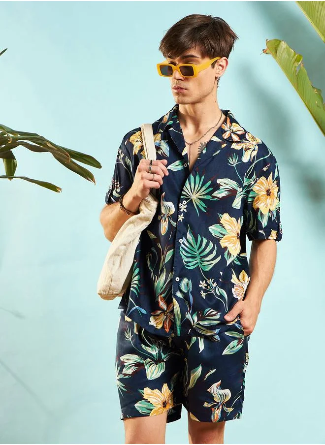 Mascln Sassafras Tropical Print Relaxed Fit Shirt & Shorts Co-Ords by Styli