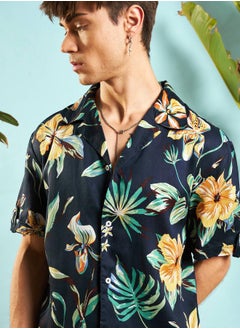 Mascln Sassafras Tropical Print Relaxed Fit Shirt & Shorts Co-Ords by Styli  - Image 4