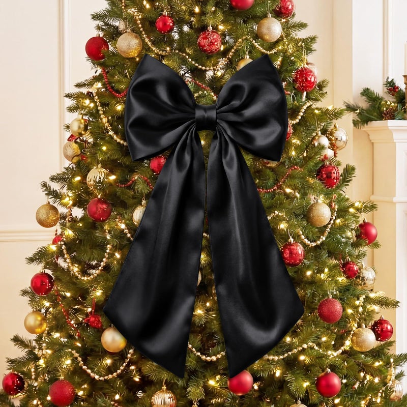 Suncalla 3 Pcs 2 FT Large Bow Decorations Big Satin Bows Hanging Wall Decors for Room Fireplace Coquette Birthday Backdrop Bridal Shower Wedding Bachelorette Christmas Party Supplies(Black) - Image 3