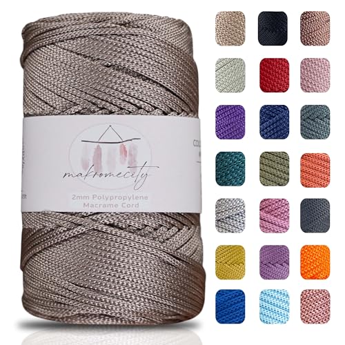 Makromecity Polyester Macrame Cord 2mm x 250 Yards 750 feet 2mm Polypropylene Macrame Cord for Macrame Art  Crafts for Wall Hangings Bags Underplate Rug 29 Colors Available