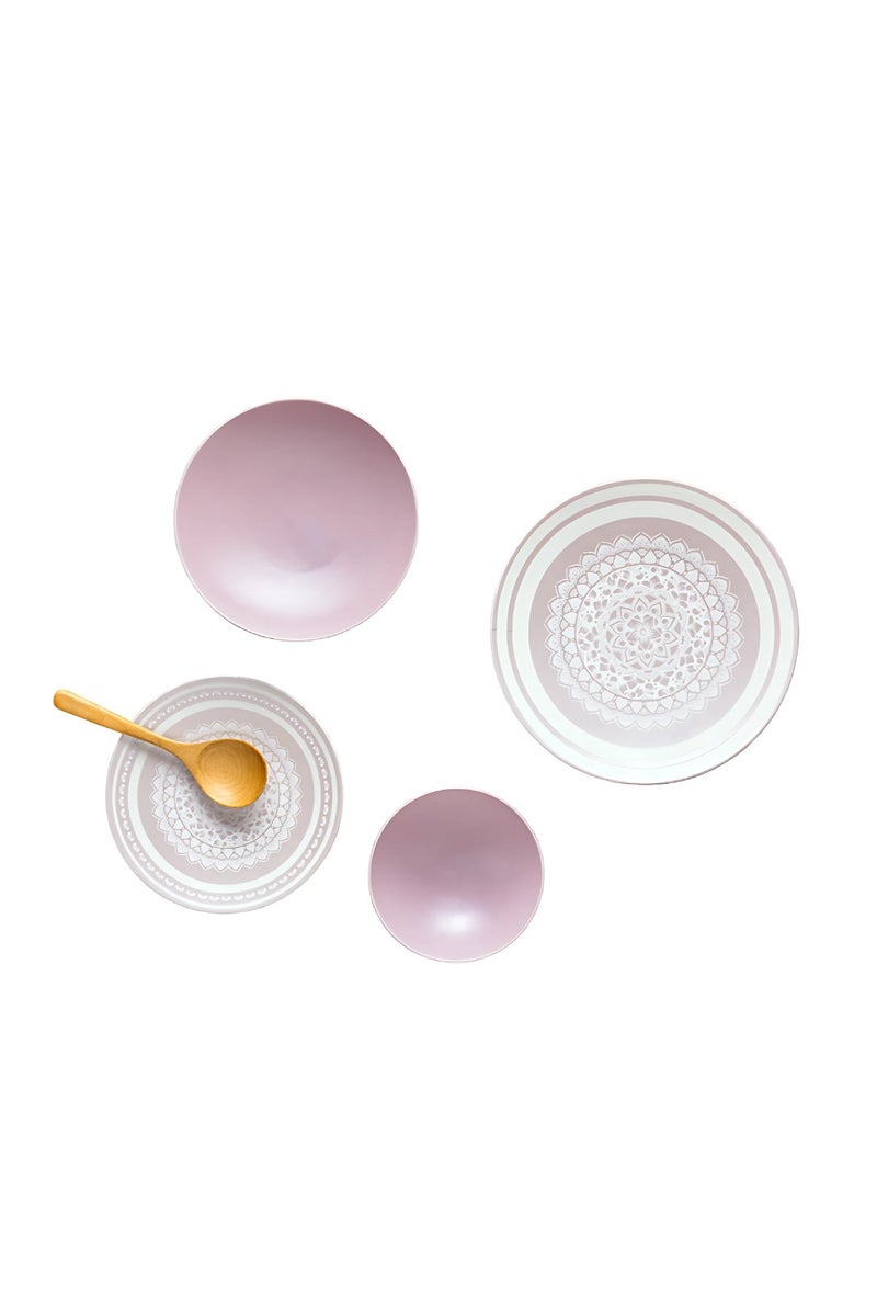 Lotus Fathi Mahmoud 24-piece round porcelain dinner set - mauve 