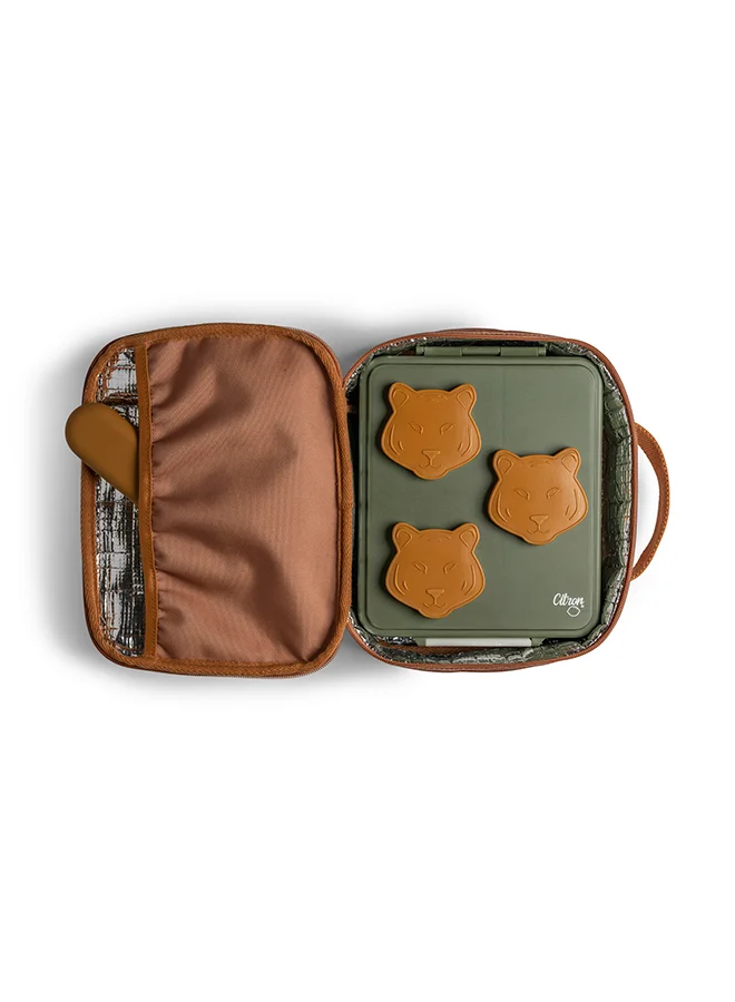 Citron Insulated Square Lunch Bag For Kids School, Bpa Free, Recycled Pet Material Lunch Bag - Caramel