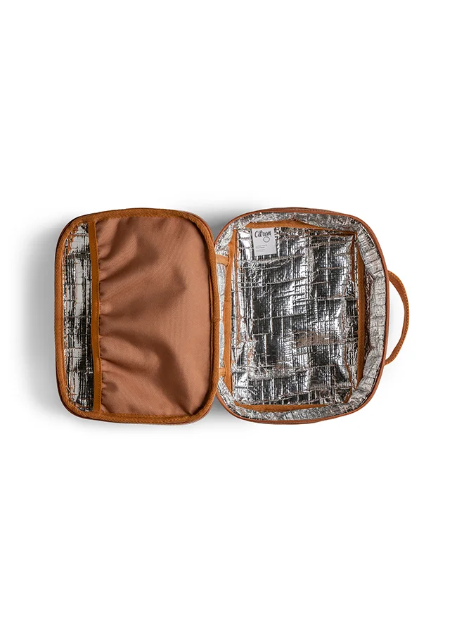 Citron Insulated Square Lunch Bag For Kids School, Bpa Free, Recycled Pet Material Lunch Bag - Caramel