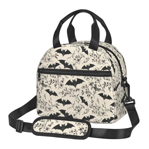bassyil Bat Insulated Lunch Bag Reusable Lunch Box With Adjustable Shoulder Strap Cooler Tote Bag For Men Women - Image 1