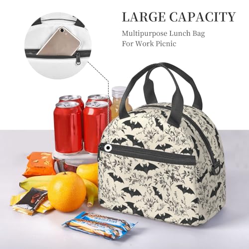 bassyil Bat Insulated Lunch Bag Reusable Lunch Box With Adjustable Shoulder Strap Cooler Tote Bag For Men Women - Image 5