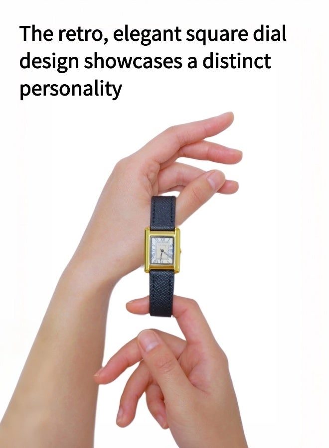 GOGOEY Women's Leather Vintage Square Watch（Ladies' leather watches, square business watches, simple quartz watches） - Image 2