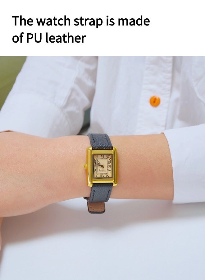 GOGOEY Women's Leather Vintage Square Watch（Ladies' leather watches, square business watches, simple quartz watches） - Image 5