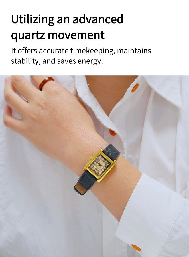 GOGOEY Women's Leather Vintage Square Watch（Ladies' leather watches, square business watches, simple quartz watches） - Image 3