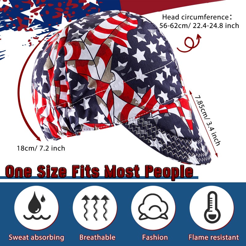 Hercicy 4 Pcs Welding Cap Flame Resistant Cotton Welding Hat for Men Women's Welders Caps Sweat Absorption Mesh Hat for Welder Electrician Gas Station, Matched with Most Welding Helmet - Image 3