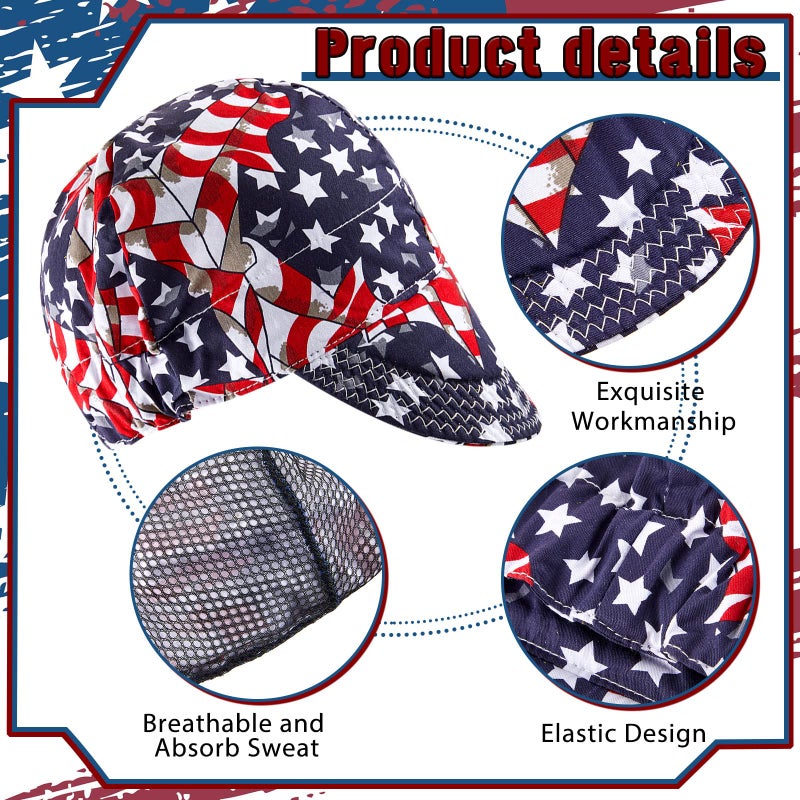 Hercicy 4 Pcs Welding Cap Flame Resistant Cotton Welding Hat for Men Women's Welders Caps Sweat Absorption Mesh Hat for Welder Electrician Gas Station, Matched with Most Welding Helmet - Image 4