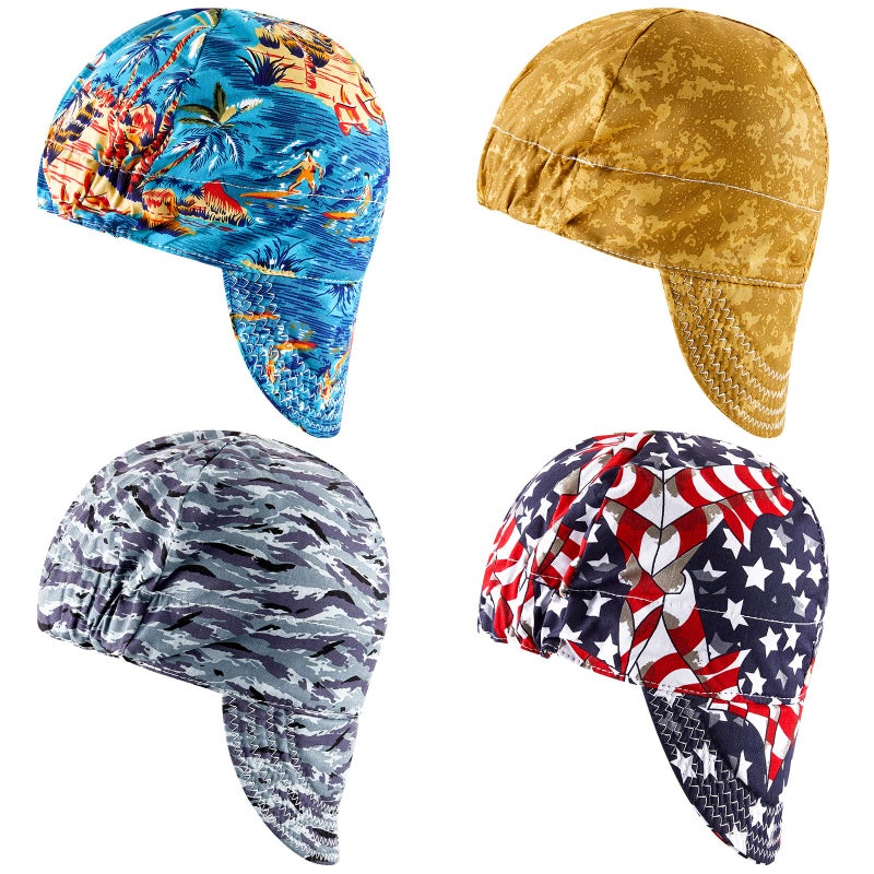 Hercicy 4 Pcs Welding Cap Flame Resistant Cotton Welding Hat for Men Women's Welders Caps Sweat Absorption Mesh Hat for Welder Electrician Gas Station, Matched with Most Welding Helmet - Image 1