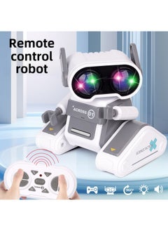 Generic Cross Border 2.4g Mini Robot Smart Remote Control Robot Tray Headset Music Boy Girl Toy-Color:Blue Gray  - Image 2