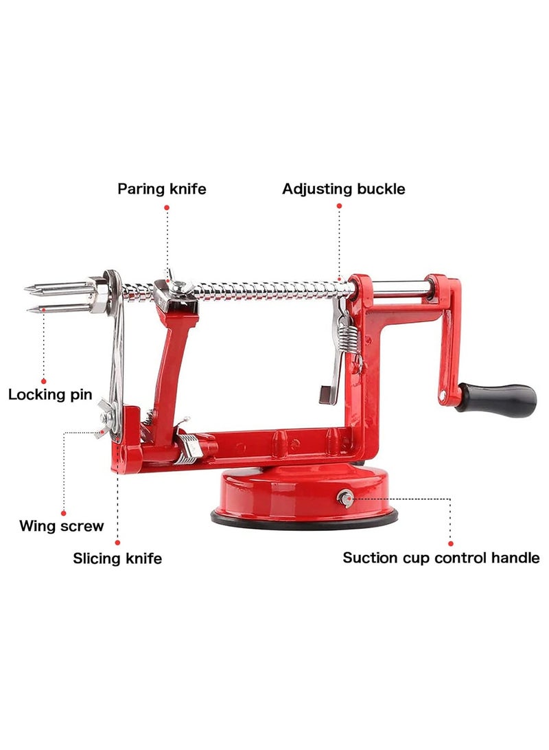 LOOPITYS Apple Peeler Corer, Long lasting Chrome Cast Magnesium Alloy Apple Peeler Slicer Corer with Stainless Steel Blades and Powerful Suction Base for Apples、snow pear and Potato(Red) - Image 3