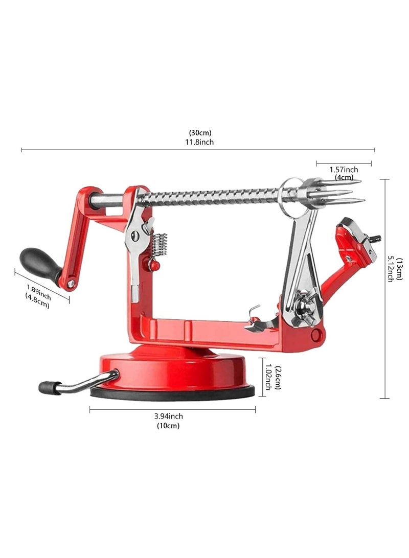 LOOPITYS Apple Peeler Corer, Long lasting Chrome Cast Magnesium Alloy Apple Peeler Slicer Corer with Stainless Steel Blades and Powerful Suction Base for Apples、snow pear and Potato(Red) - Image 4