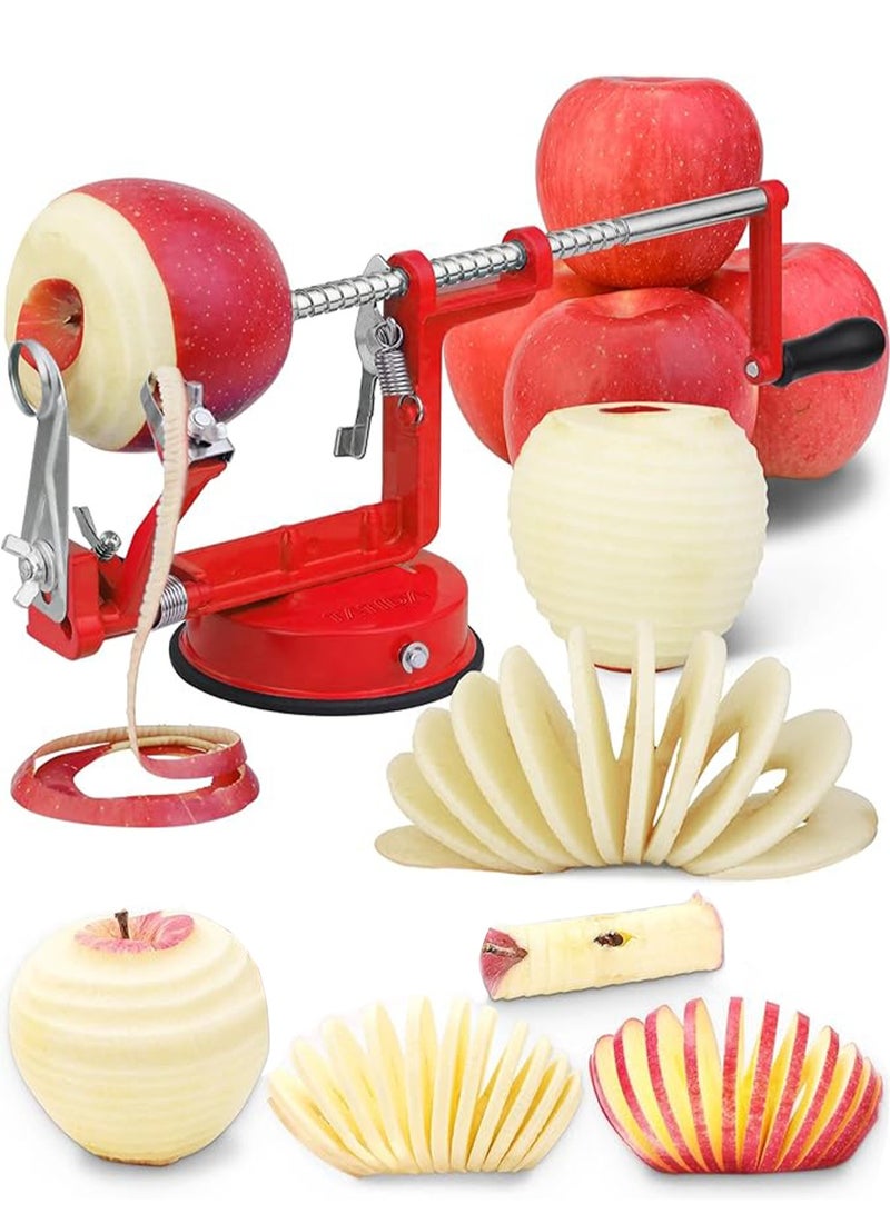 LOOPITYS Apple Peeler Corer, Long lasting Chrome Cast Magnesium Alloy Apple Peeler Slicer Corer with Stainless Steel Blades and Powerful Suction Base for Apples、snow pear and Potato(Red) - Image 1