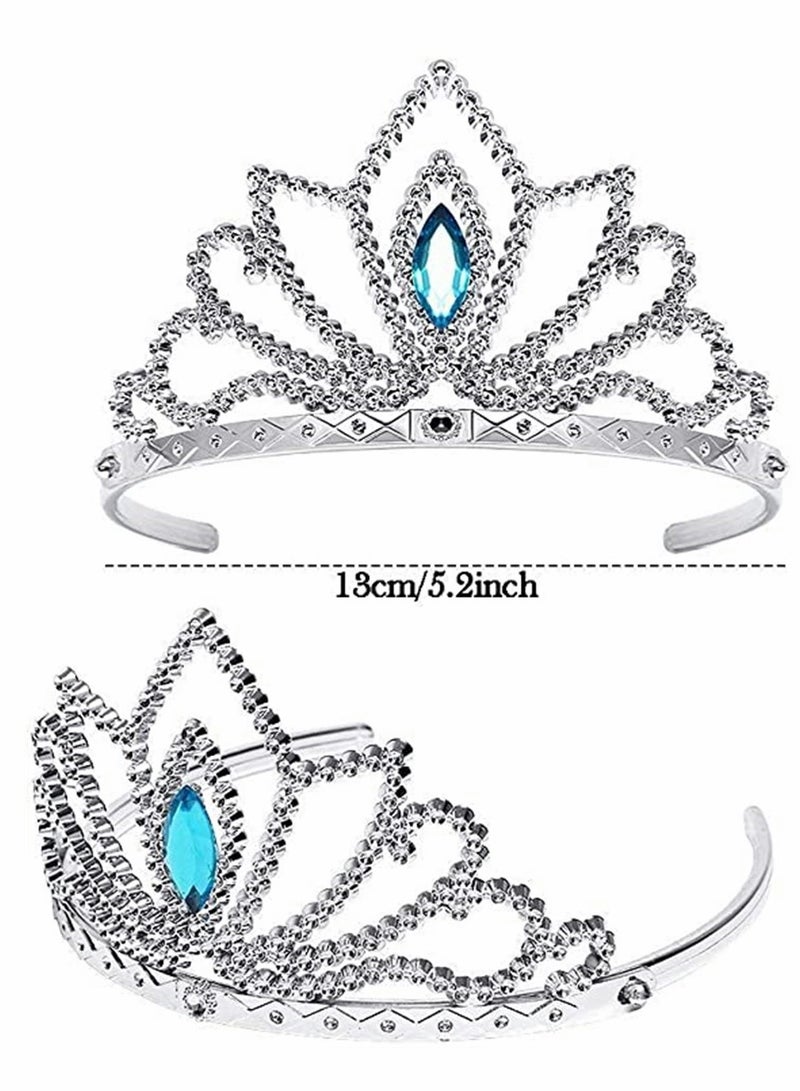 Princess Cinderella Dress Up With Tiara Crown Necklace Wand Gloves Party Accessories Gift Set for Women 4 Pcs Children Adornment Crown Suit Cinderella Crown Magic Stick Necklace Gloves - Image 3