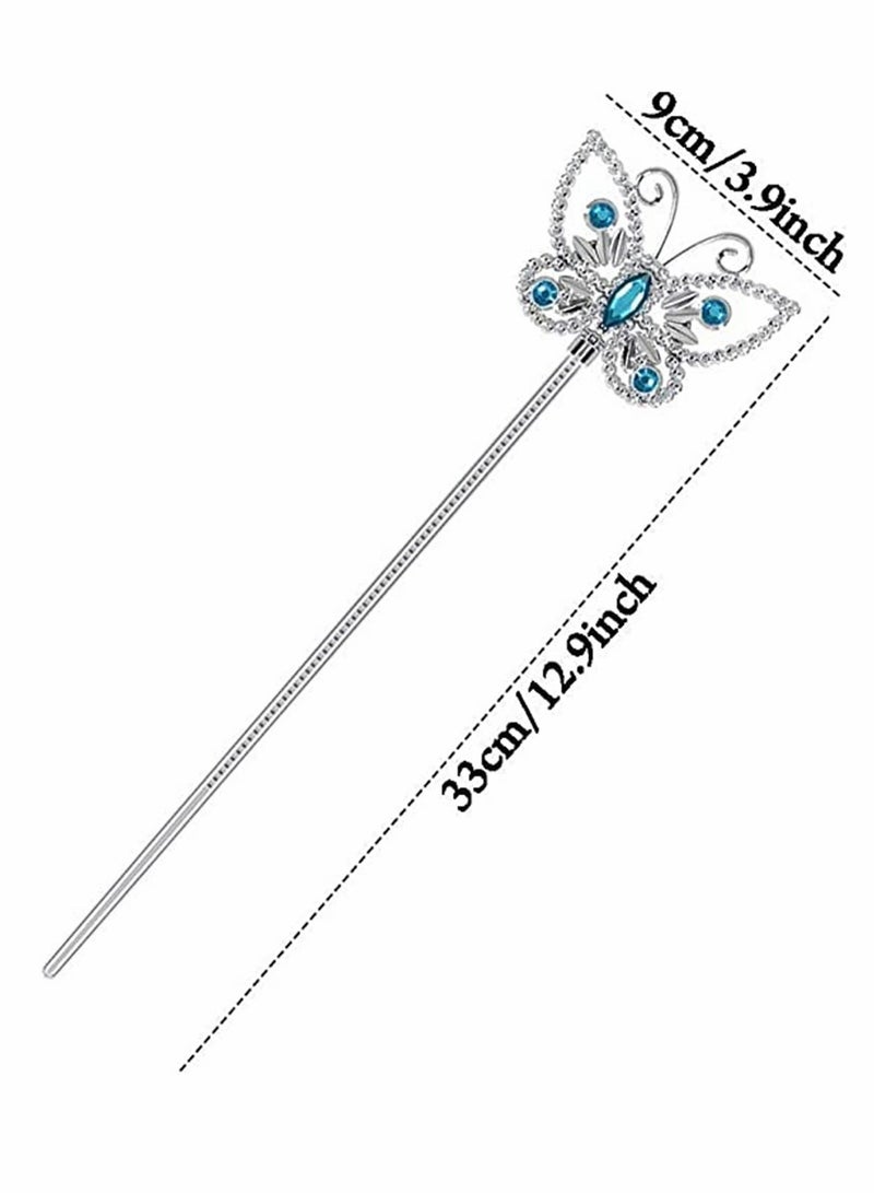 Princess Cinderella Dress Up With Tiara Crown Necklace Wand Gloves Party Accessories Gift Set for Women 4 Pcs Children Adornment Crown Suit Cinderella Crown Magic Stick Necklace Gloves - Image 5