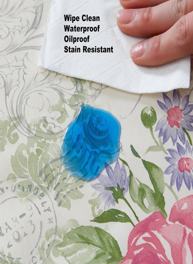 Newbridge Victoria Pastel Rose Floral 60 x 84 Inch Rectangle Vinyl Flannel Backed Tablecloth, Roses and Butterfly French Country Print Vinyl Tablecloth with Flannel Backing, Dining Party - Image 5