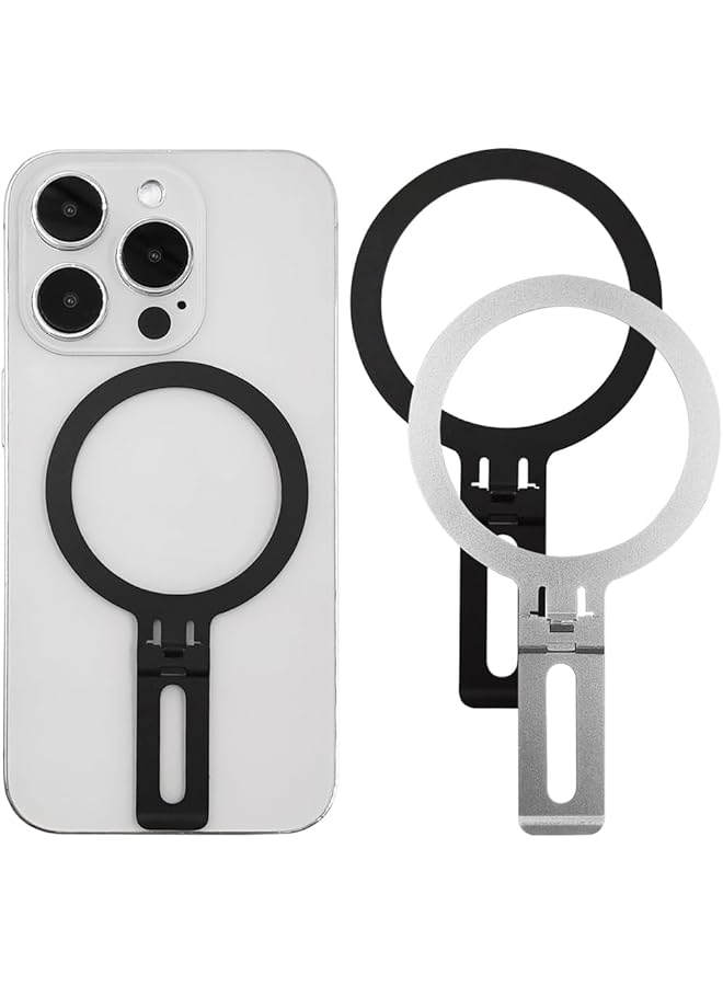 erorex 2 Pack Universal Metal Ring Adapters And 2 In 1 Phone Holder Ultra Thin Rings Sticker Compatible With Magsafe Accessories For Iphone 15 14 Pro Max Mini Galaxy Car Charger Wireless Charging - Image 1