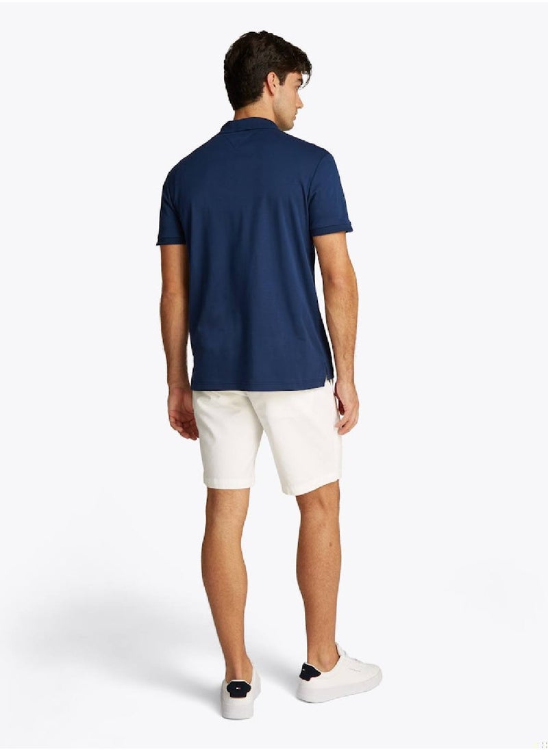 TOMMY HILFIGER - Men's Regular Fit Zip Placket Polo Shirt - Cotton, Blue - Image 1