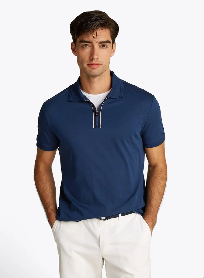Regular Fit Zip Placket Polo Shirt