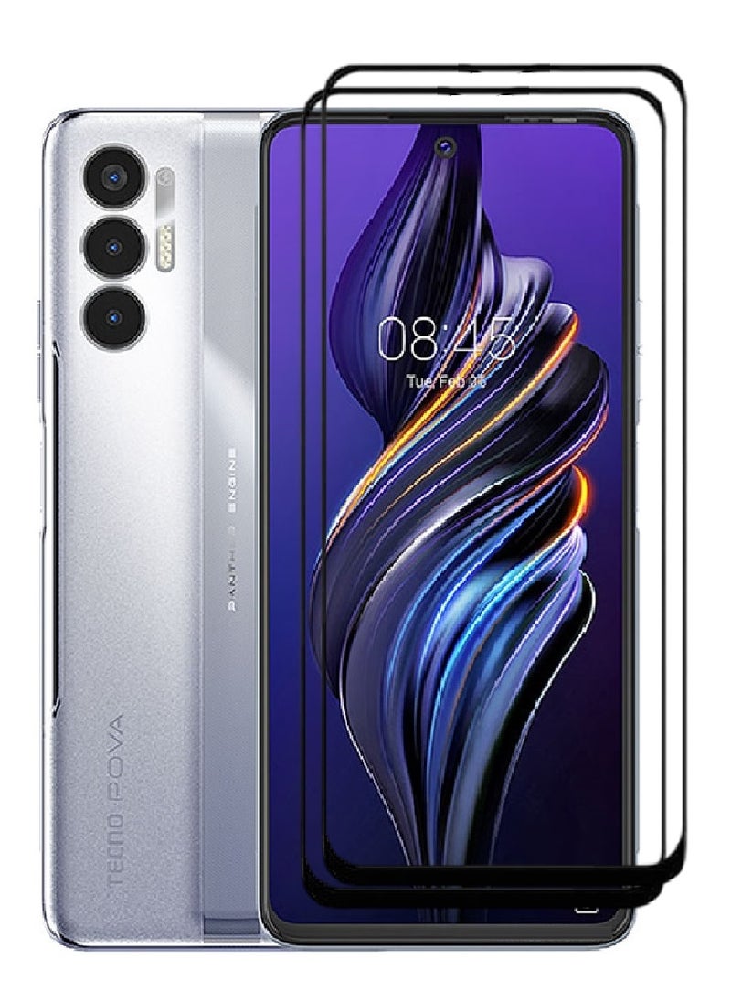 AINA 2 Pieces Tempered Glass Screen Protector 5D Designed For Tecno Pova 3 Full Glue Edge to Edge Full Screen Coverage And Bubble Free - Image 1