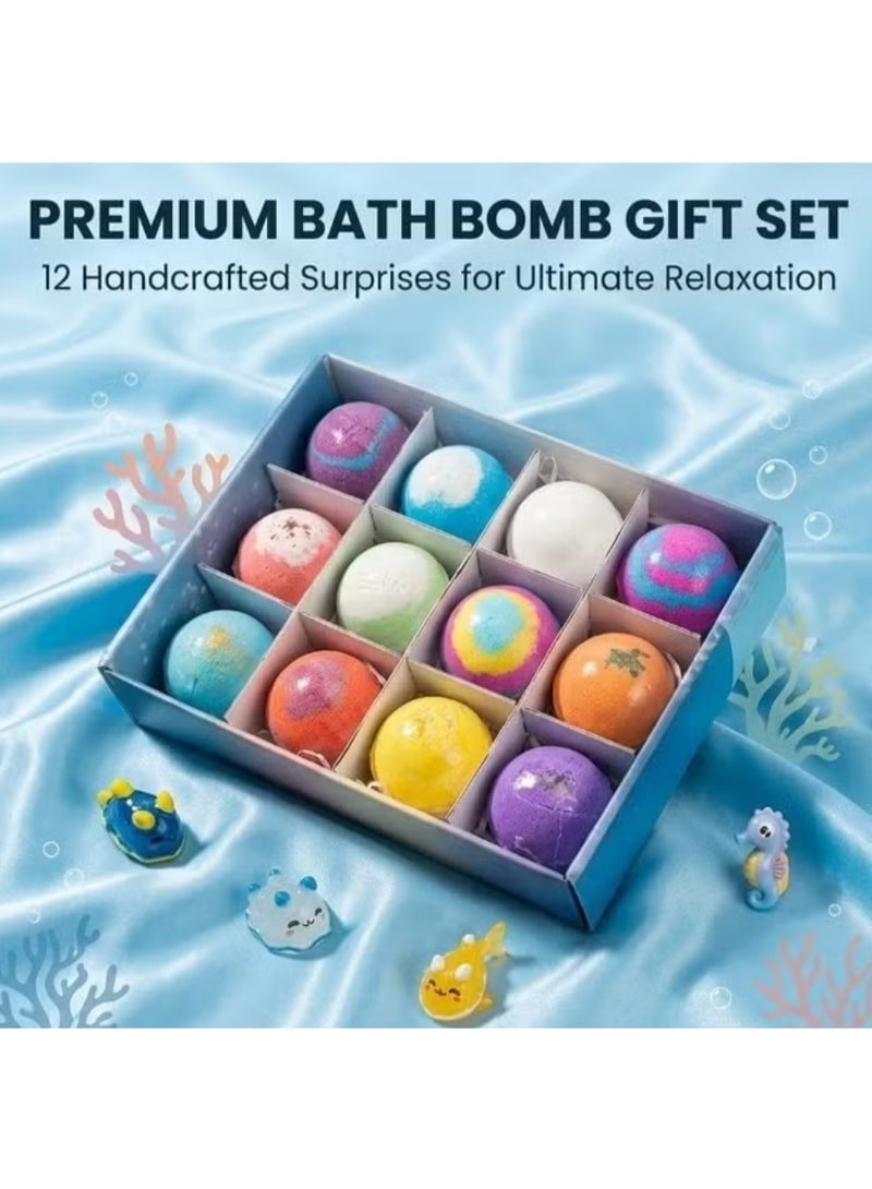 Bath bombs with a surprise inside, 6/12 piece bath bomb gift set, ocean themed bath bombs, natural sea salt color-changing spa bath bombs (12 pieces in the shape of sea animals) - Image 2