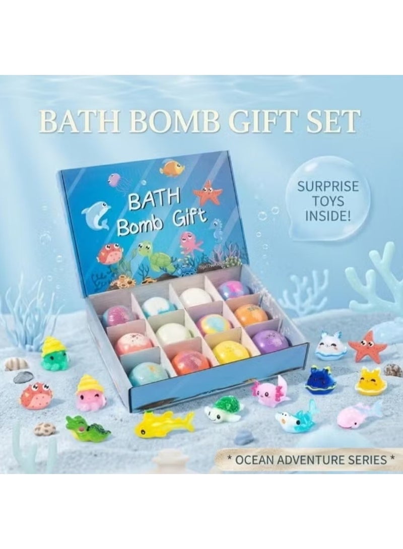 Bath bombs with a surprise inside, 6/12 piece bath bomb gift set, ocean themed bath bombs, natural sea salt color-changing spa bath bombs (12 pieces in the shape of sea animals) - Image 4