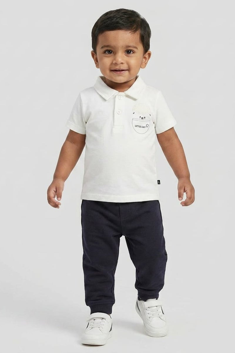 POPEES Toddlers Boy 2 Pcs Graphic Print Polo Shirt And Shorts Set, Multicolor - Image 1