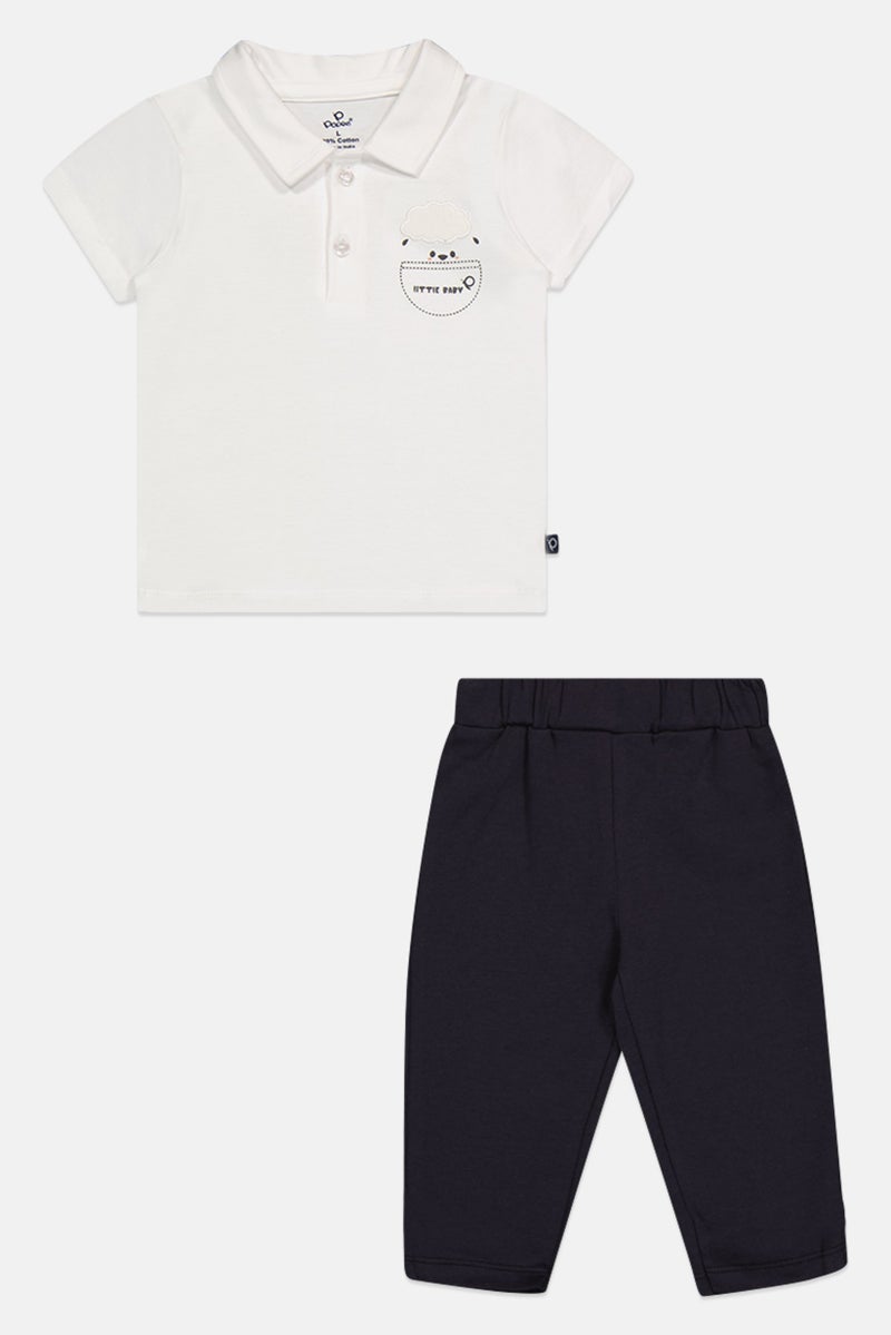 POPEES Toddlers Boy 2 Pcs Graphic Print Polo Shirt And Shorts Set, Multicolor - Image 2