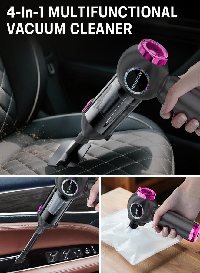 houscly Handheld Car Vacuum Portable Cordless 25000Pa High Power Small Mini Hand Vacuum Cleaner Rechargeable 4-in-1 Compressed Air Duster Blower Pump Wireless Handheld Vac for Car Office Desktop Home Cleaning - Image 4