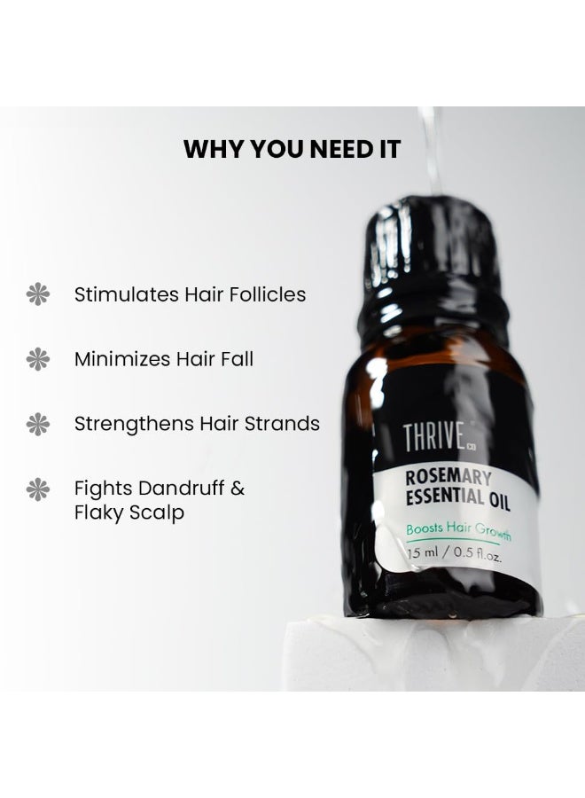 ThriveCo Rosemary Hair Care Combo | Shampoo 250ml, Conditioner 250ml, Hair Water Spray 100ml & Essential Oil 15ml | Hair Fall Control & Growth Support - Image 3