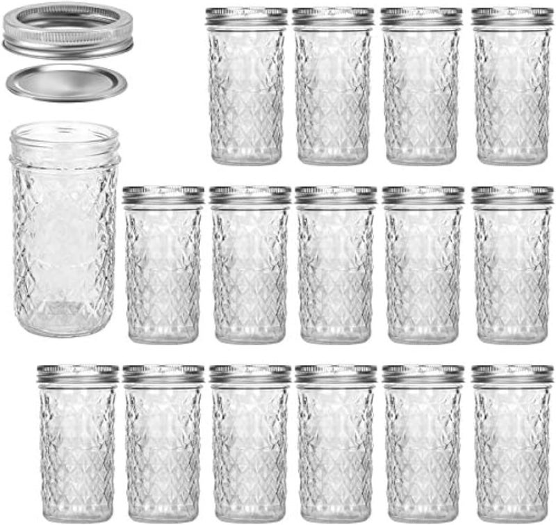 VERONES Mason Jars 12 OZ, Canning Jars Jelly Jars With Regular Lids, Ideal for Jam, Honey, Wedding Favors, Shower Favors,15 PACK - Image 1