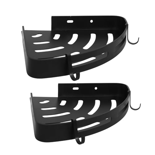 BonKaso 2 Pc – Black Aluminium Corner Bathroom Shelf | Heavy Duty Self Adhesive Wall Mounted Storage Rack | No Drilling Shower Organizer Stand for Shampoo, Soap & Bottles & Bathroom Accessories - Image 1