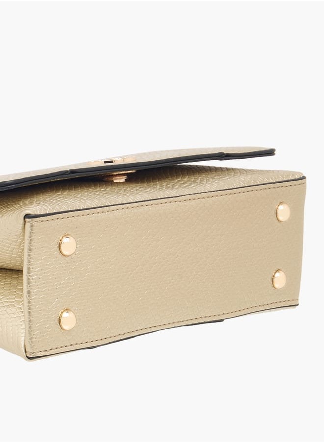 Le Confort Women Textured Crossbody Bag with Button Closure  - Image 5
