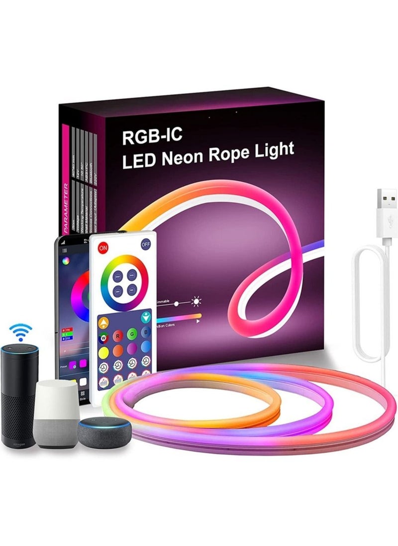 Generic - Smart Neon Strip, Smart LED Light Strip, 3m with APP Control and WiFi Music Sync, Compatible with Alexa, Google Assistant, USB LED Neon Light for Bedroom, Living Room, Game Decoration - Image 1