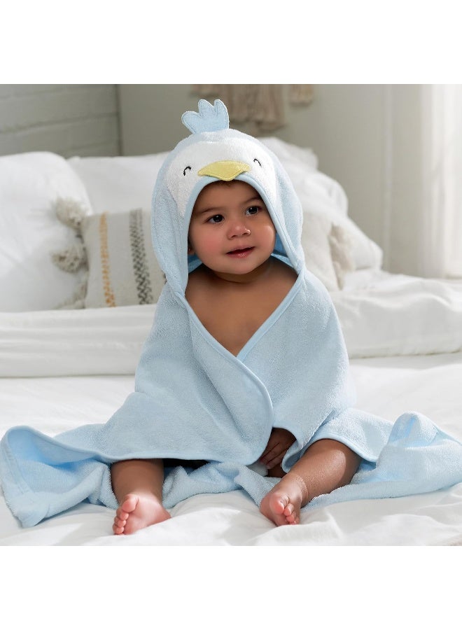 Gerber Gerber Baby 4 Piece Animal Character Hooded Towel and Washcloth Set, Blue Penguin, One Size  - Image 2
