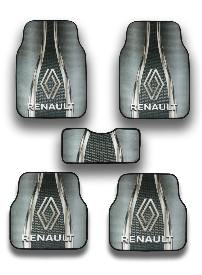 Universal Car Floor Mats Set 5 Pieces Compatible With Renault Vehicles Anti Slip Design Durable Easy To Clean Protects Interior From Dirt Dust Mud Water And Daily Spills Front Rear And Center Mats For Daily Use - Image 1