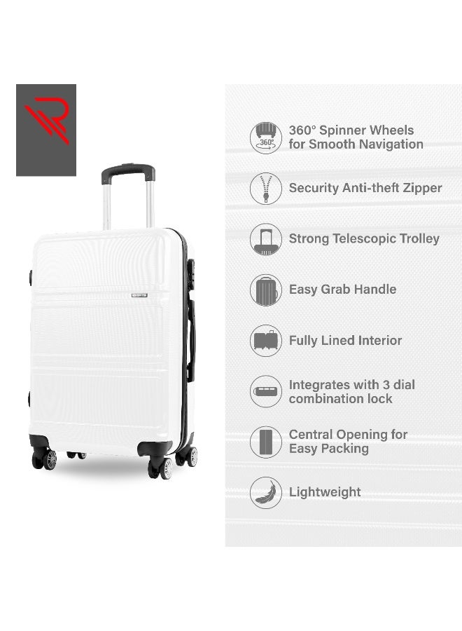 Reflection ABS Carry On Suitcase Airline Approved, Lightweight 24 Inch  Luggage- 360° Silent Wheels, ABS Hard Luggage Trolley, Spinner Wheels, Travel Luggage  (24-Inch , White) - Image 4