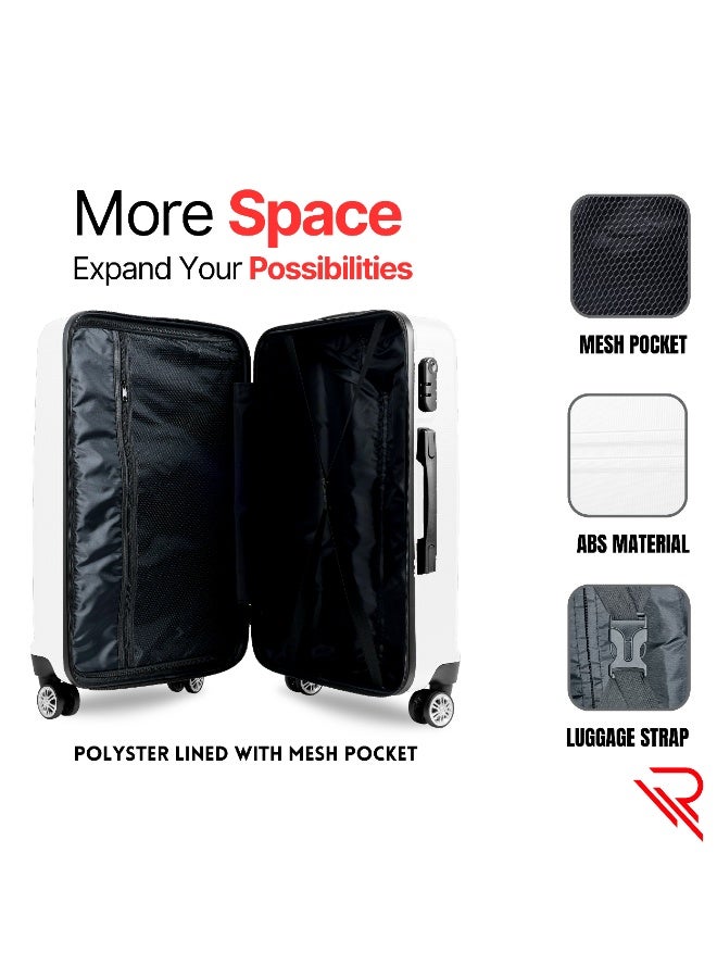 Reflection ABS Carry On Suitcase Airline Approved, Lightweight 24 Inch  Luggage- 360° Silent Wheels, ABS Hard Luggage Trolley, Spinner Wheels, Travel Luggage  (24-Inch , White) - Image 3