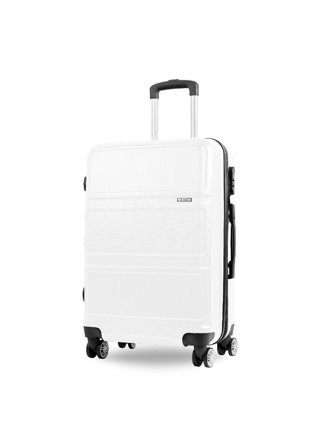 Reflection ABS Carry On Suitcase Airline Approved, Lightweight 24 Inch  Luggage- 360° Silent Wheels, ABS Hard Luggage Trolley, Spinner Wheels, Travel Luggage  (24-Inch , White) - Image 1