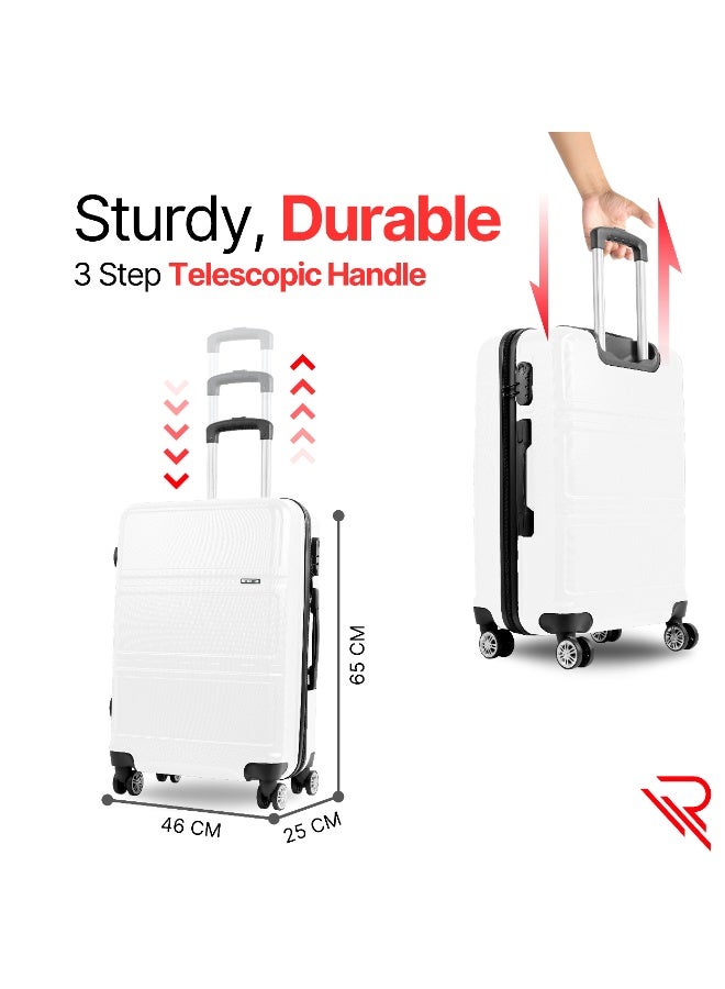 Reflection ABS Carry On Suitcase Airline Approved, Lightweight 24 Inch  Luggage- 360° Silent Wheels, ABS Hard Luggage Trolley, Spinner Wheels, Travel Luggage  (24-Inch , White) - Image 5