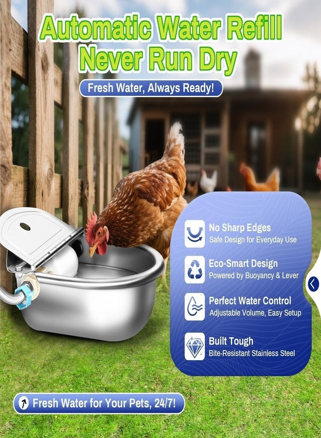 Ademon Automatic Animal Drinking Water Bowl with Float Valve, Extended Pipe, Stainless Steel Waterer Feeder Farm Dog Dispenser Kit Self Filling for Livestock - Image 4