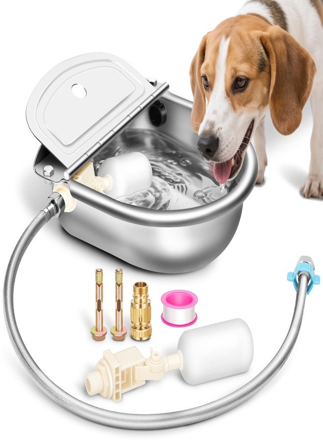 Ademon Automatic Animal Drinking Water Bowl with Float Valve, Extended Pipe, Stainless Steel Waterer Feeder Farm Dog Dispenser Kit Self Filling for Livestock - Image 1
