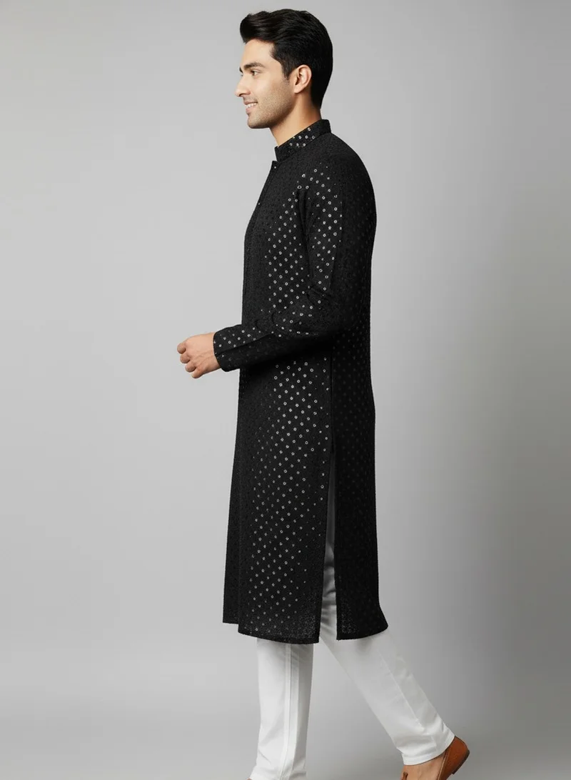 Lehar Black Sequinned Kurta