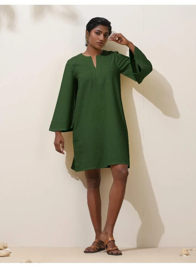 trueBrowns trueBrowns Green Cotton Blend Short Dress