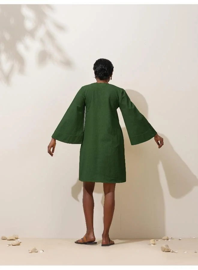 ترو برونز trueBrowns Green Cotton Blend Short Dress