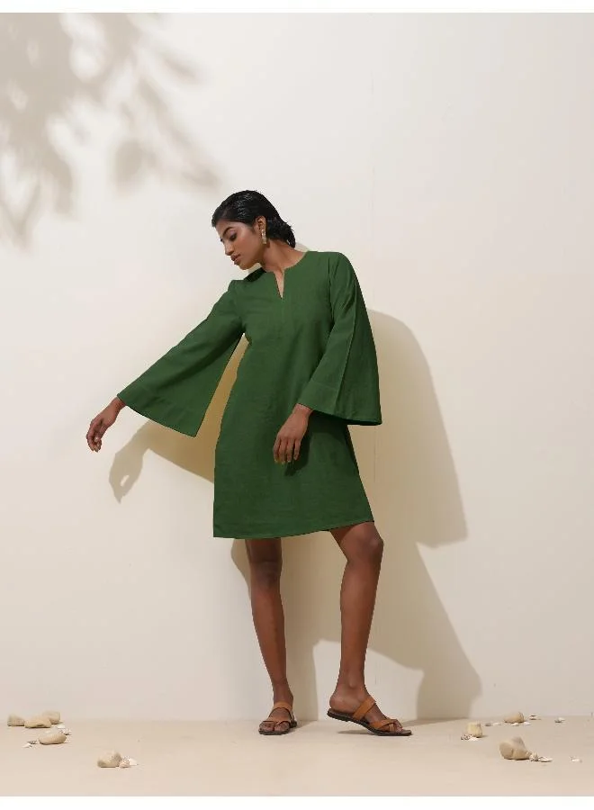 ترو برونز trueBrowns Green Cotton Blend Short Dress