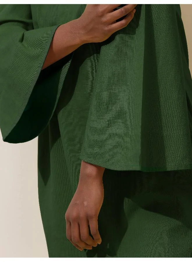 ترو برونز trueBrowns Green Cotton Blend Short Dress