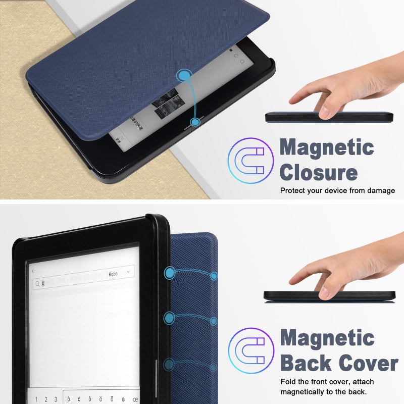 Caweet Case for Kobo Clara Colour/Kobo Clara BW 6 Inch 2024 Release, Ultra Lightweight PU Leather Shell Cover with Auto Wake/Sleep, Green - Image 5